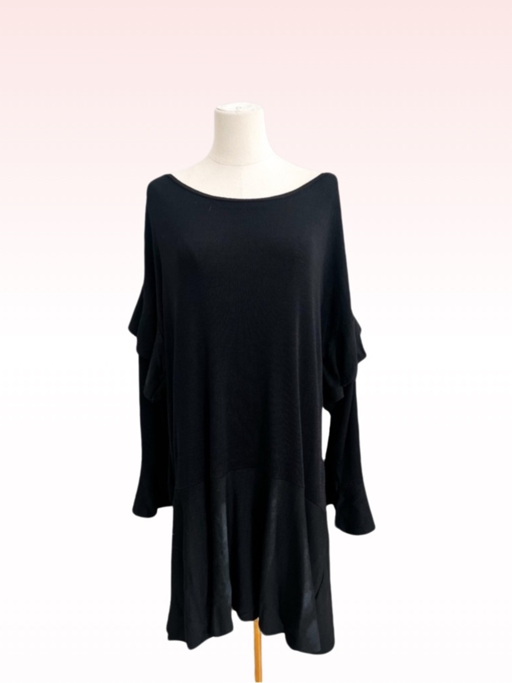 ZARA Knit Black Frill Dress (Sz M)